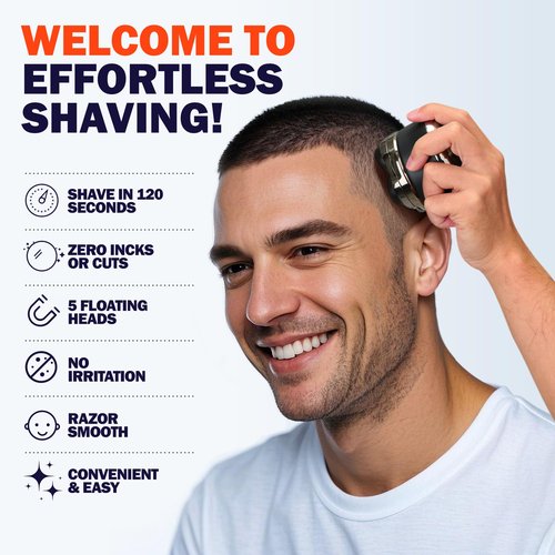Toncoke 5D Head Shaver for Bald Men, IPX7 Waterproof Electric Shaver with LED Display, 2-Speed Cordless Rotary Razor for Face Nose Beard, Wet/Dry USB-C Charging Gift for Men