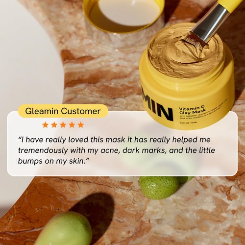 Gleamin Vitamin C Clay Mask for Dark Spots, Turmeric Clay Face Mask Skin Care, Deeply Cleanses & Refines Pores, Brightens Uneven Tone and Helps Improve Post-Blemish Scarring & Texture, Up to 20 Uses
