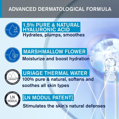 URIAGE Serum Booster H.A. | 1.5% Pure & Natural Hyaluronic Acid | Hydrates, Plumps, Smooths, Paraben Free, Non-Comedogenic, 30 mL / 1.01 oz