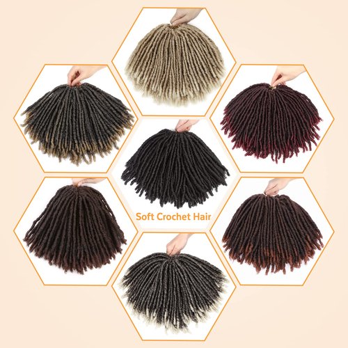 WIGNEE Crochet Hair 120 Strands Faux Locs 8 Inches Soft Locs Pre-Twisted Locs 6 Packs Pre-Looped Crochet Hair for Black Women(8 Inch,1B)