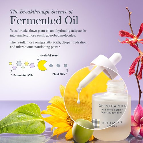 Beekman 1802 Oh Mega Milk Facial Oil - Hydrating Vitamin C & Niacinamide Serum - Repairs Skin Barrier & Reduces Dark Spots From Aging - Fragrance Free, Sensitive Skin Safe