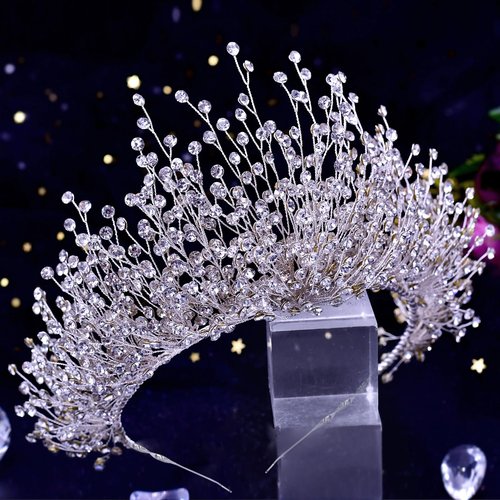 Queen Tiaras and Crowns Bridal Wedding Headband Crystal Tiara Crown, Birthday Party Wedding Pageant Hair Accessories (Silver/Single crown)