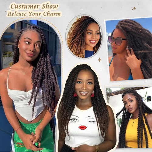 Marley Twist Braiding Hair 18 Inch Marley Hair Ombre Cuban Twist Hair 8 Packs Afro Kinky Curly Twist Crochet Hair Long Marley Twist Hair Extension (18 Inch, 1B/4/30)