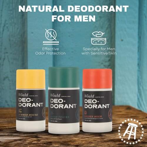 Would Aluminum Free Deodorant For Men - 2.85 Fl Oz Natural Deodorant For Men - Odor Protection, Natural Extracts, Essential Oils, Smooth Brandy & Madagascar Vanilla, 1