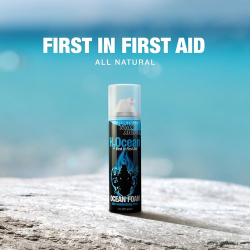 H2Ocean Ocean Foam Tattoo Aftercare, Water Based Ink Sealer & Skin Moisturizer 2oz (Pack of 2)