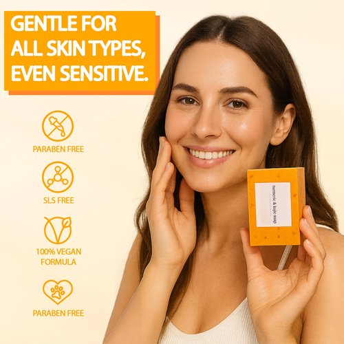 guluxly Lemon Turmeric Kojic Soap, Turmeric Soap for Spots Remover with Vitamin C, Lemon, Retinol Collagen, Shea Butter More Moisturizing for Face and Body (4)