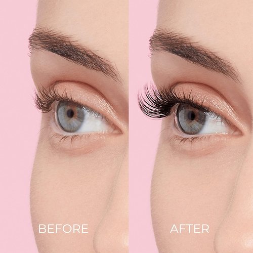 KISS imPRESS Falsies False Eyelashes, Natural' 12 mm & Voluminous' 14 mm, 20 Clusters & Applicator