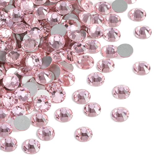 Beadsland 2880pcs Flat Back Crystal Rhinestones Round Gems for Nail Art and Craft Glue Fix,Light Pink,SS16,3.8-4.0mm