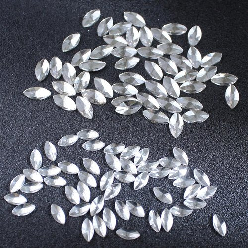 150Pcs Nail Gems, Multi Shapes Crystal White Rhinestones for Nails, Flatback Nail Art Rhinestones, Nail Charms and Diamonds for Nail Art Design Decoration (Marquise)