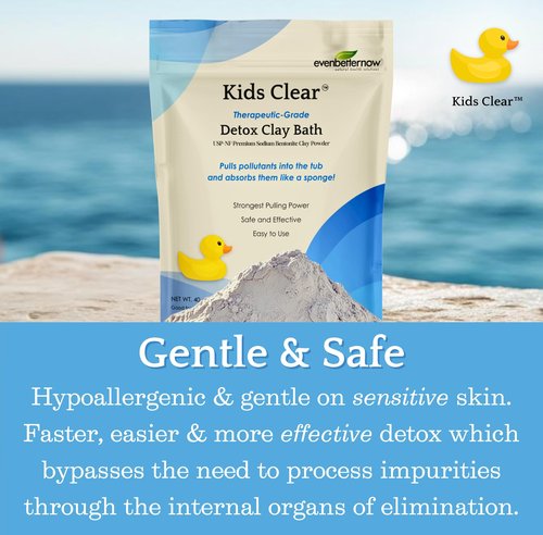 Kids Clear Detox Clay Bath, 100% Pure Sodium Bentonite - Cleansing and Purifying, by -Evenbetternow LLC – 2.5 lb (40 oz) Standard Size
