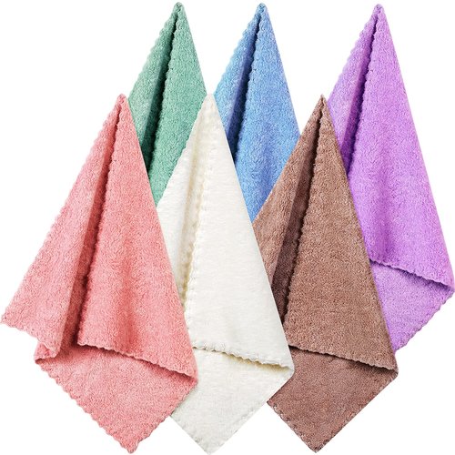Syhood 6 Pieces Face Wash Cloth 12 x 12 in Makeup Remover Cloths Towel Coral Velvet Facial Microfiber Fabric Soft Fast Drying Facial Cleansing Towel for Face