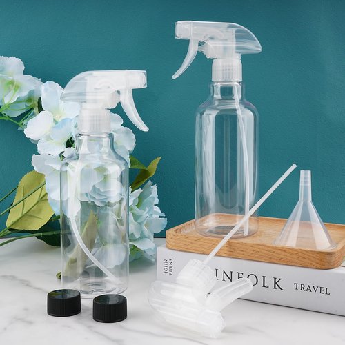 Hethyo 3 Pack Plastic Spray Bottles Empty Spray Bottle 10oz/300ml Heavy Duty Spraying Bottles Mist/Stream Water Bottle for Cleaning Solutions, Essential Oils, Hair (clear)