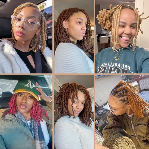 IXIMII #30 Dreadlock Extensions Human Hair 0.8 cm 8 inch 20 Strands Brown Handmade Permanent locs with Needles and Comb Real Human Hair Dreads Extensions for Women Men Kids
