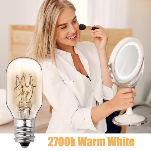 ZTTM 20W, 120V Incandescent Bulb Replacement, Suitable for Conair RP34B Illuminated Makeup Mirror, E12 Candle Holder Base, 2700K (20W 120V Bulb*2)