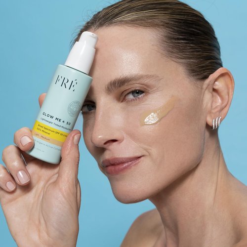FRÉ Glow Me Tinted SPF 50 Facial Moisturizer (Light - Medium) – 3-in-1 tinted mineral SPF 50 moisturizer, Made with 100% non-nano zinc oxide