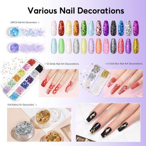 Acrylic Nail Kit for Beginners with Everything ,11 Colors Acrylic Powder Nails Kit Acrylics Set with Drill U V Light 3Pcs Gel Polish 24Pcs Glitter Powders Rhinstones Nail Art Extensions Home Gift Set