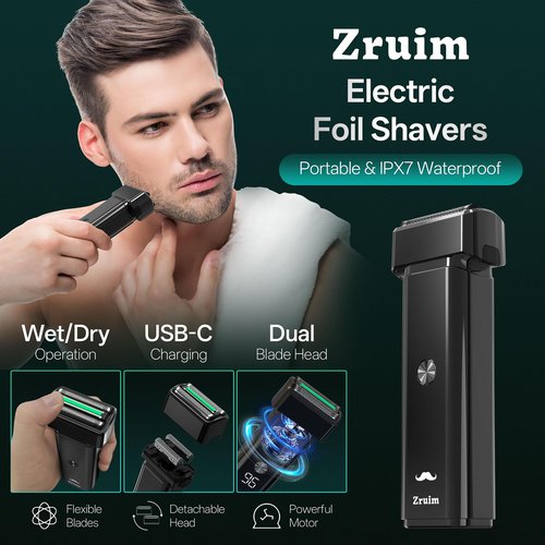 Electric Razor for Men Face,2 Adjustable Speeds Foil Shavers for Men for Beard/Face Beard Trimmer Waterproof Wet & Dry with 3 Floating Blade LED Display USB-C Fast Rechargeable for Travel Home