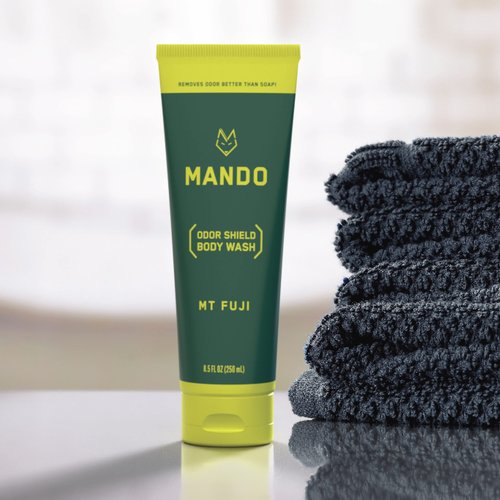 Mando Odor Shield Body Wash - Mt. Fuji and Bourbon Leather Scents - 24 Hour Control, Removes Odor Better than Soap | Mt Fuji | SLS Free, Paraben Free, Skin Safe