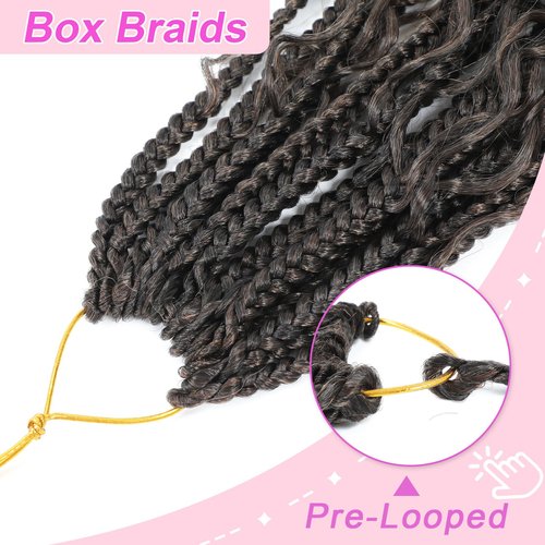Kelagoo Goddess Box Braids Crochet Hair 14 Inch, 9 Packs Bohomian Box Braids Crochet Hair for Black Women, Pre-Looped Crochet Braids with Curly Ends (14 Inch (Pack of 9), T30)