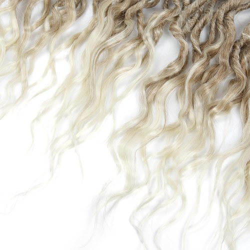 8Packs Faux Locs Crochet Hair 24Inch Soft Locs, Crochet Locs With Curly Ends Boho Faux Locs Blonde Crochet Braids (1B/27/613, 24(Pack of 8))