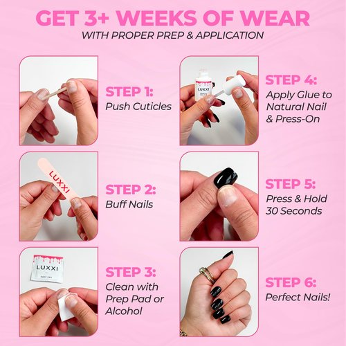 LUXXI Super Strong Brush On Nail Glue for Press On Nails | Best Extra Strength Nail Glue for Long Lasting Extended Wear for Press-Ons, Nail Tips & Acrylic Nails