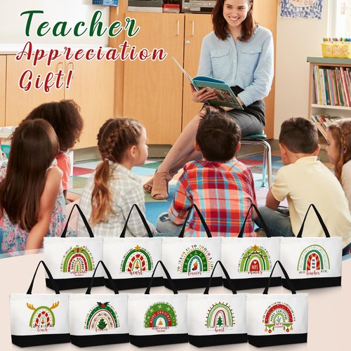 Paterr 20 Pcs Appreciation Gift Bulk for Teachers Tote Bags with Makeup Bag Thanksgiving Gift for Teacher Women Mom Team(Joyous Styles)