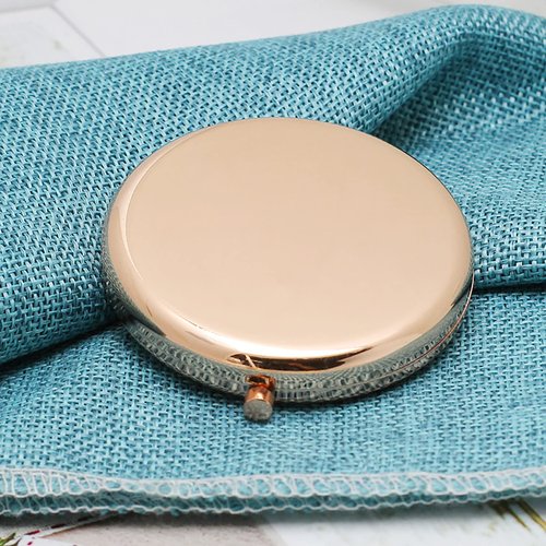WOOYALIN Magnifying Compact Double-Sided 1X/2X Round Pocket Handheld Travel Makeup Portable Pocket Mirror Rose Glod
