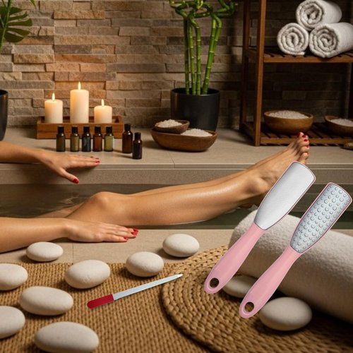 Professional Elite Series Pink Sapphire Foot File 9.6" – Dual-Sided Stainless Steel Callus Remover for Hard Skin – Durable, Hygienic Pedicure Rasp for Smooth, Soft Feet – Wet & Dry Use