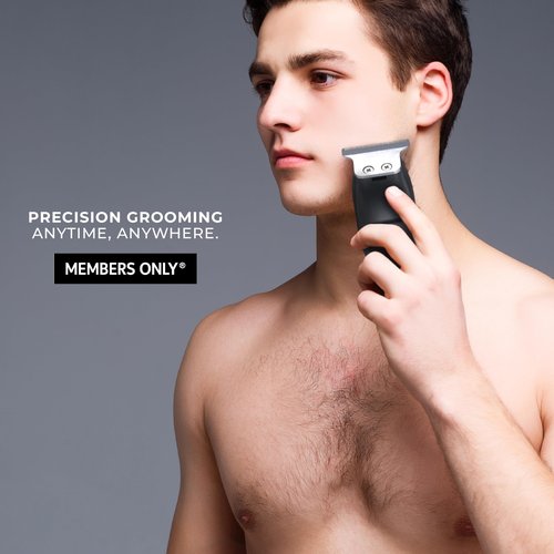 Members Only Hair Clipper, Men’s Lithium Cordless T-Blade, Stainless Steel Blades, USB Rechargeable, LED Display, 5 Comb Guides, Precision Kit for Hair Cutting and Grooming