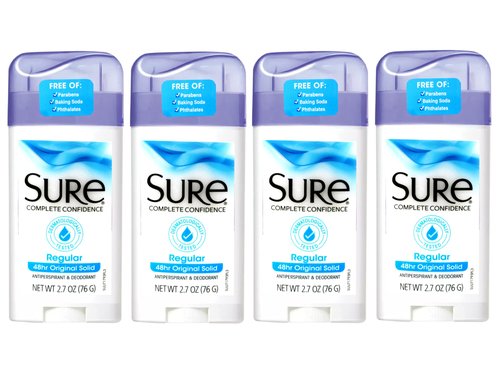 Sure Anti-Perspirant Deodorant Original Solid Regular Scent - 2.7 oz, Pack of 4