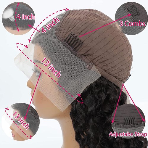 16 Inch 13x4 Deep Wave Lace Front Wig for Women Human Hair Pre Plucked Pre Cut Lace Front Wig Human Hair