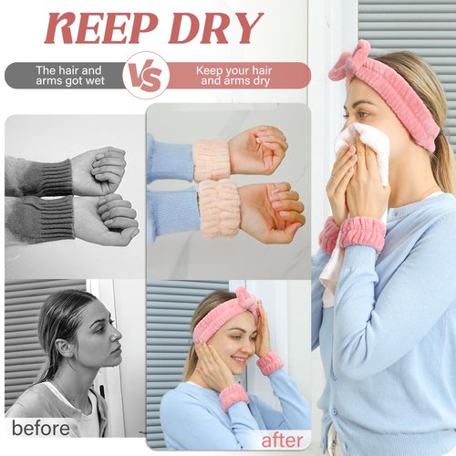 8 Pcs Spa Wrist Bands - Absorbent Microfiber Wristbands for Bathing, Prevent Water Spilling Down Your Arms