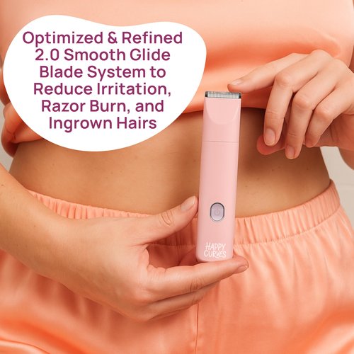 HAPPY CURVES Smoothie 2.0 Bikini Trimmer - Electric Razor for Women, Waterproof Hair Groomer with Adjustable Guards, Personal Shaver for Pubic Hair, Ladies Intimate Shaver and Body Trimmer (Berry)