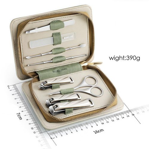 HAPPITON 8-Piece Manicure Pedicure Set-Stainless Steel Nail Clippers Toenail Fingernail Cutters with Travel Case Complete Grooming Kit (Green)