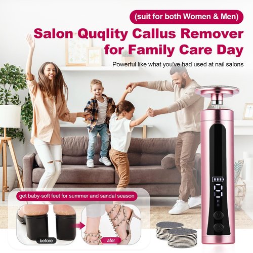 Rechargeable Callus Remover for Feet: Electric 2-in-1 Pedicure Tools - Foot File Grinder LCD Display 9 Adjustable Speeds 2 Sanding Heads 30 Sanding Paper