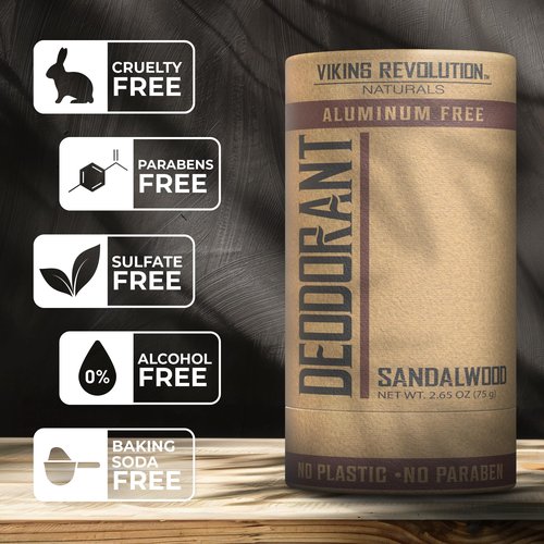 Viking Revolution Sandalwood Beard Oil, Body Lotion and Dedodorant for Men - Oil Softener and Moisturizes 1oz, Body Lotion for Hydrated and soft skin 8oz, Deodorant Men Aluminum Free 2.65oz
