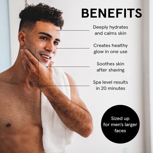JAXON LANE BRO MASK Premium Korean Face Mask for Men (4 Pack) - Anti Aging Sheet Masks w/Hydrogel, Vitamin C, Hydrolyzed Collagen, & Hyaluronic Acid - Perfect Skin Care Stocking Stuffers for Men