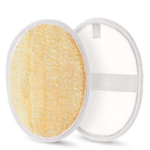 Kuenst Natural Loofah Sponge, Substitute Exfoliating Body Scrubber, Shower Loofah for Women & Men,Made with Eco-Friendly Luffa Bath Sponge, 2 Pack, 5.71in*3.94in, NavajoWhite-Snow
