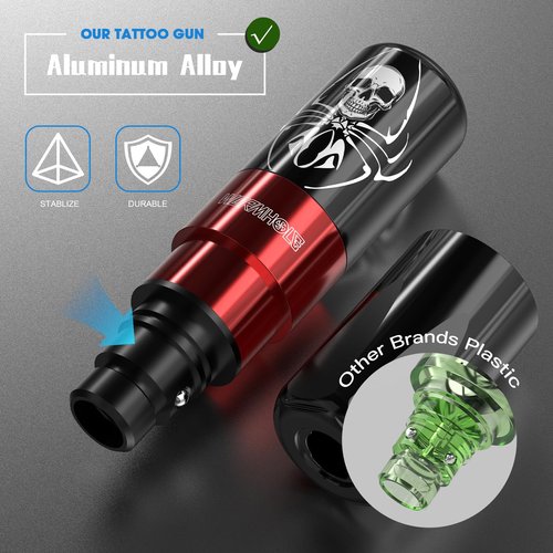 Tattoo Kit, Wormhole Tattoo Gun Kit Tattoo Machine Kit with Tattoo Gun 11 Tattoo Inks 10 Cartridge Needles, Power Supply for Beginners WTK187