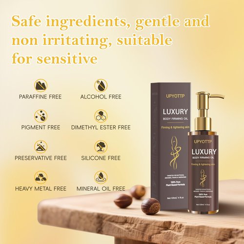 UPYOTTP Body Firming Oil, Luxury Body Oil for Skin Firm Tighten, Hydrating & Nourishing Dry Skin-With Jojoba,Vitamin E and Camellia Oil Natural Ingredent(4.06 FL OZ)