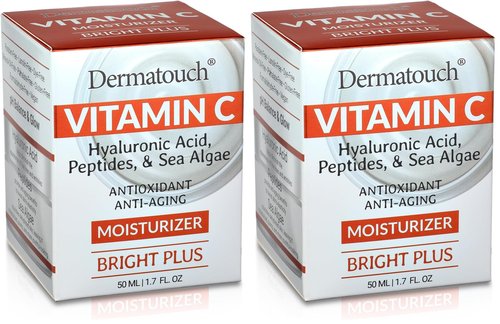 DERMATOUCH Vitamin C Moisturizer with Hyaluronic Acid, Peptides & Sea Algae, 1.75 fl oz - Made in America (Pack of 2)