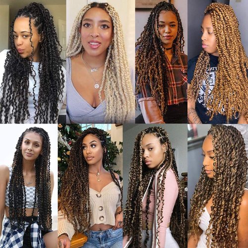 Leeven 7 Packs Passion Twist Braiding Hair for Butterfly Locs Natural Black Water Wave Crochet Passion Twist Hair for Women 30 Inch Super Long Bohemian Braids Synthetic Crochet Hair 1B#