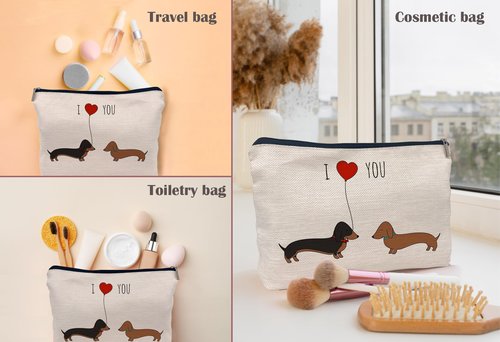 Lacosu Dachshund Gifts: Makeup Bag, Wiener Dog Gifts for Women