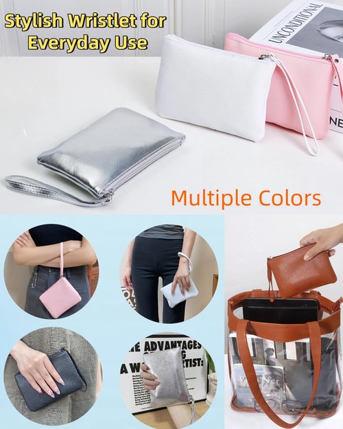 SeBUCUOO 2 Pack Small Zipper Pouch Mini Makeup Bag for Purse Lipstick Cosmetic Travel Make Up Organizer for Women Essentials, Car Change Coin Holder 4.5 x 6.5 Clutch Stadium Approved Wristlet, Black