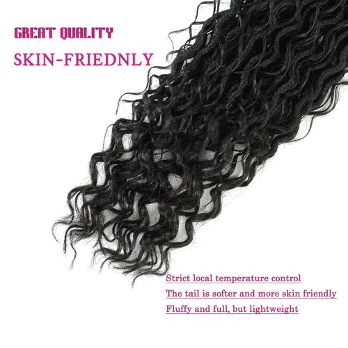 8 Packs Goddess Faux Locs Crochet Hair for Black Women, Long Goddess Locs Crochet Hair, Boho Style Locs, River Hair with Curly Ends (22Inch, 1B#, 8Packs)
