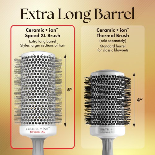 Olivia Garden Ceramic + Ion Speed XL - Extra-Long Round Thermal Hair Brush - Not Electrical - Professional Blowout Brush for Normal to Thick Hair - 3 1/2"- Diameter Barrel - CIXL-65
