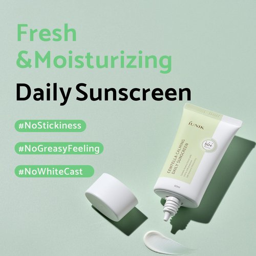 IUNIK Centella Calming Moisture Daily Sunscreen SPF 50+ PA++++ Matte & No White Cast Centella Asiatica w/ Calendula Cleansing Oil Kit