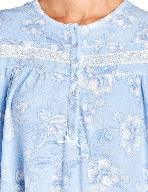 Casual Nights Women's Long Sleeve Printed Micro Fleece Nightgown - Blue - XXX-Large