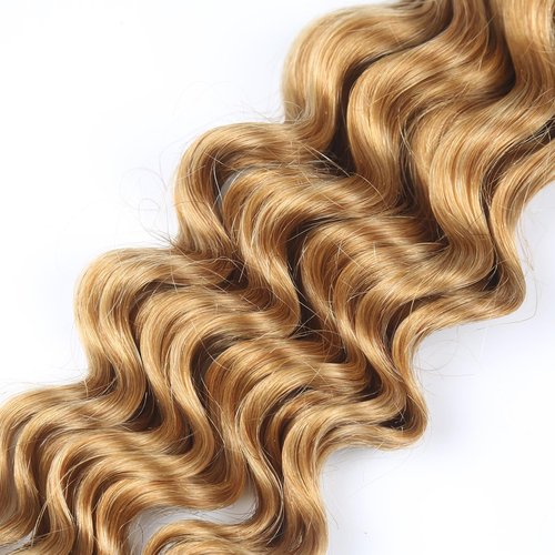 Afrodiva Human Braiding Hair for Boho Braids Brown Deep Wave Bulk Human Hair for Braiding Wet and Wavy Micro Braiding Human Hair 2 Bundles No Weft Curly Braiding Hair Extensions (20 Inch, 100g)