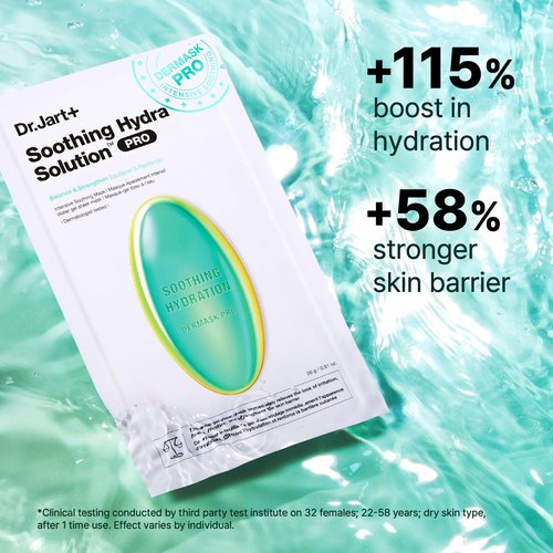 Dr.Jart+ Dermask Soothing Hydra Solution Korean Face Mask for Visibly Irritated Skin | Sheet Mask | Korean Skin Care, 5 Pack